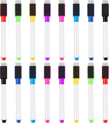 IHPUKIDI Magnetic Dry Erase Markers Fine Point Tip, 8 Colors White board Markers Dry Erase Marker with Eraser Cap, Low Odor Whiteboard Markers, Thin Dry Erase Markers for Kids Teachers, 16 Count