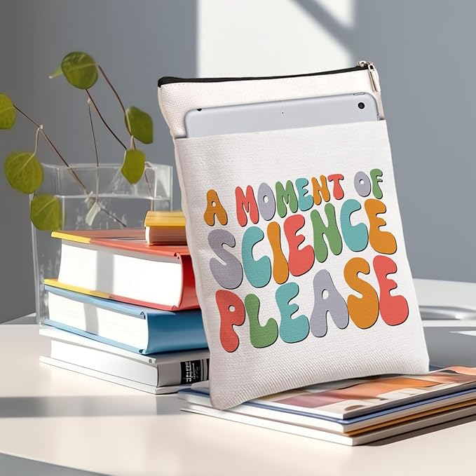 Book Themed Gifts Waterproof Book Sleeve Book Pouch Funny Reading Gifts Science Teacher Gifts for Women Readers Book Covers for Paperbacks Book Accessories Book Protector with Zipper and Front Pocket