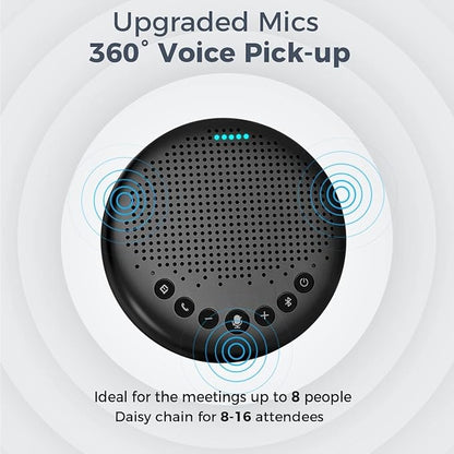 EMEET Conference Speaker and Microphone Luna 360° Voice Pickup w/Noise Reduction/Mute/Indicator USB Bluetooth Speakerphone w/Dongle for 8 People Daisy Chain for 16 Compatible with Leading Software