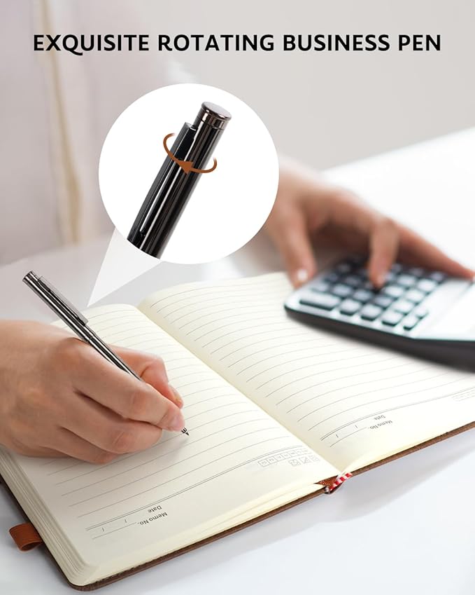 Leather Notebook Journal with Pen, A5 Lined Hardcover Notebook with Magnetic Closure, 240 Pages Daily Journal for Men Women, Ruled Journal Notebooks for Work, Writing, Note Taking - Brown