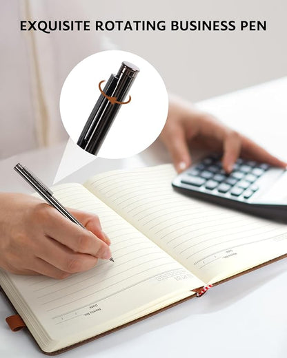 Leather Notebook Journal with Pen, A5 Lined Hardcover Notebook with Magnetic Closure, 240 Pages Daily Journal for Men Women, Ruled Journal Notebooks for Work, Writing, Note Taking - Brown