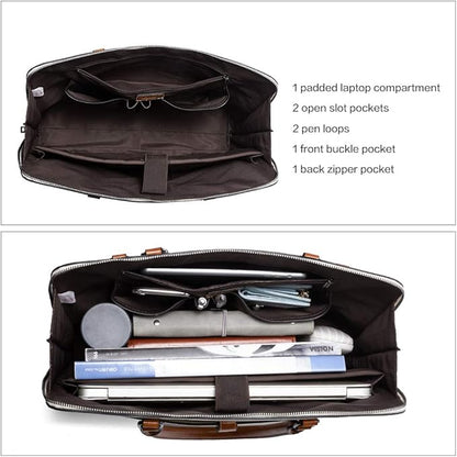 CLUCI Leather Briefcase for Women 15.6 Inch Laptop Business Vintage Slim Ladies Shoulder Bag