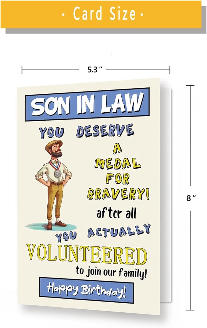 Funny Son In Law Birthday Card, Happy Son In Law Birthday Gifts, Son-In-Law Birthday Card