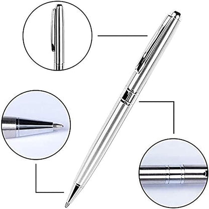 Cambond Ballpoint Pens Bulk Pens - Sliver Metal Pen Nice Luxury Pens for Men Business Office Police Comfortable Writing Twist Retractable 1.0 mm Medium Point Nice Pens, 5 Pack (Silver)