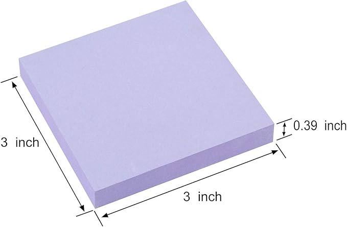 ZCZN 400 Sheets Pop-up Sticky Notes, 3 x 3 Inches, 4 Pads Assorted Water Colors Self-Stick Notes, 100 Sheets/Pad, (Blue Purple Light Blue Light Purple)