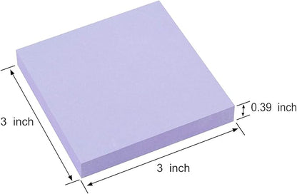 ZCZN 400 Sheets Pop-up Sticky Notes, 3 x 3 Inches, 4 Pads Bright Color Self-Stick Notes, 100 Sheets/Pad, Light Purple