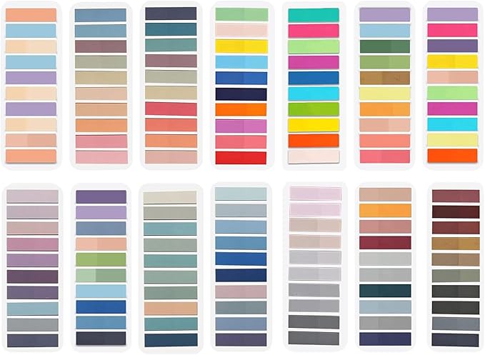 Lysas 2800pcs Morandi Sticky Book Tabs, Transparent Page Markers Colored, Writable and Repositionable Book Flags Markers for Annotating Books