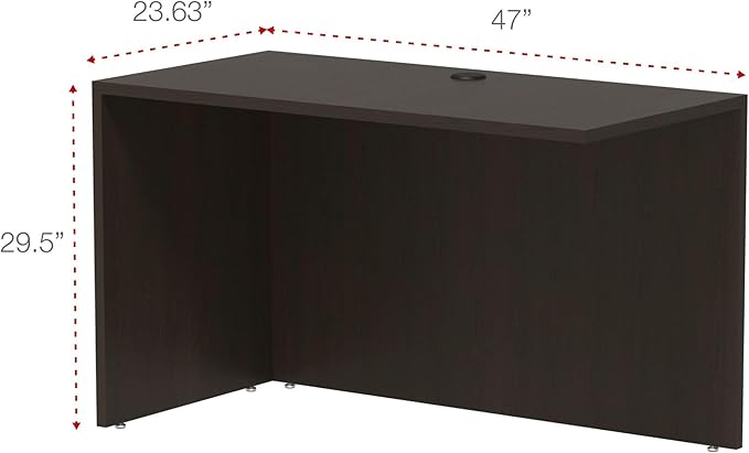 Alera ALEVA354824ES Valencia Series 47.25 in. x 23.63 in. x 29.5 in. Reversible Return/Bridge Shell - Espresso