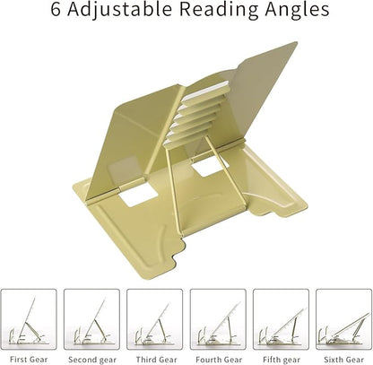 Camelmother Metal Book Stand Holder for Reading Adjustable (Full Yellow), (Camelmother-9)