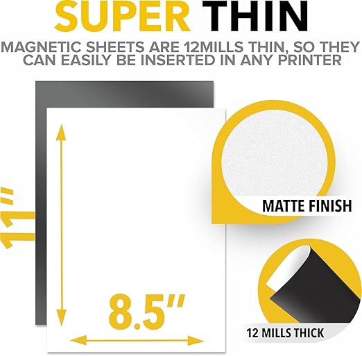 X-bet MAGNET Inkjet-Optimized Printable Magnetic Sheets - 8.5x11 Magnet Paper for DIY Stickers, Decorations, Labels - Easy to Print, Cut & Create Your Own Magnets (Matte, 10pcs)