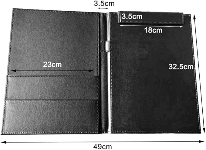 Office Clipboard Padfolio Binder 19" X 13"- A4 Foldable File Clip Portfolio Folder Document Organizer Writing Pad Business Card Holder - Magnetic PU Leather Conference Desk Pad with Pen Holder