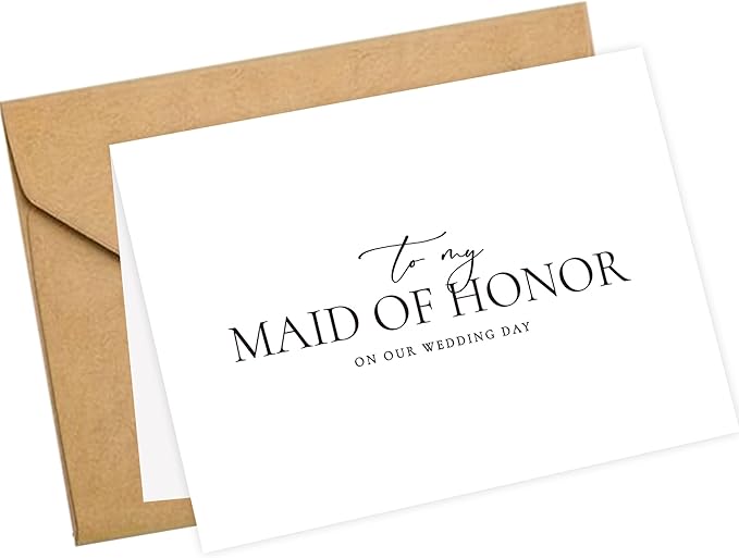 LADY&HOME To My Maid Of Honor On My Wedding Day Card,Bridesmaid Thank You Card Wedding Day Bridesmaid Proposal (Black Foil,Maid Of Honor)