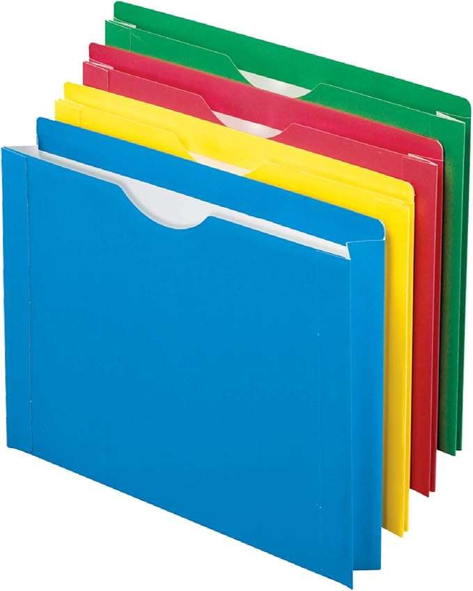 Pendaflex Color Reinforced File Jacket, 2-Inch Expanding Jacket, Letter Size, Assorted Colors, 8 Pack (12003EE) & Expanding File Pockets, Letter Size, 5.25" Expansion