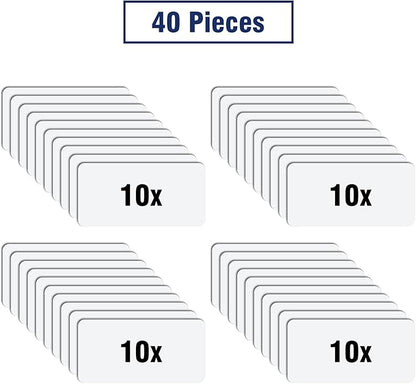 Reusable Magnetic Labels 4x2 Inch White, Dry Erase Magnetic Labels for Whiteboards，Pack of 40
