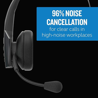 BlueParrott B350-XT Noise Cancelling Trucker Bluetooth Headset – Updated Design with Industry Leading Sound & Improved Comfort, Extended Wireless Range - Ideal for Anyone On-The-Go, Black