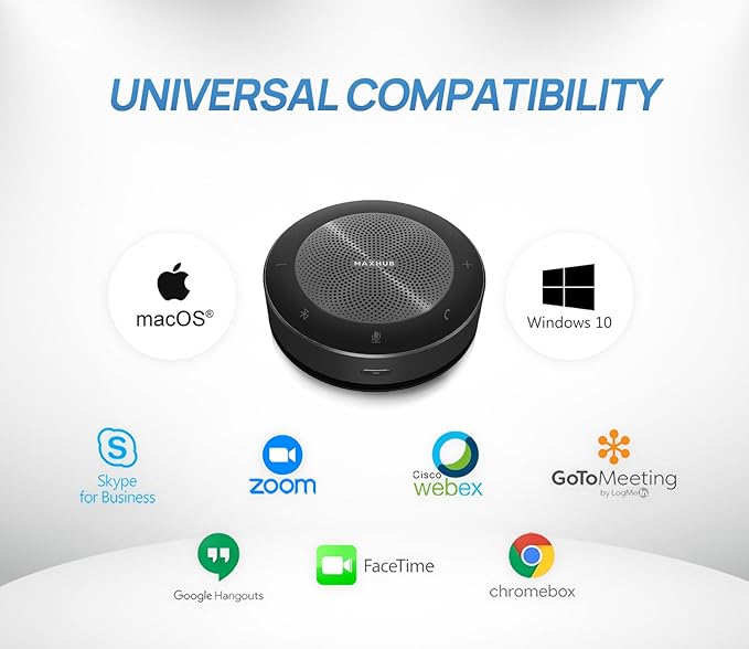 Enther&MAXHUB Bluetooth Speakerphone,USB Conference Speaker with 360° Voice Pickup&6 Microphones,Noise Reduction,Compatible with Zoom,Teams,Skype,Ideal for Professional Conference Call&Home Office