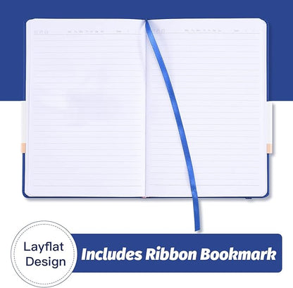 SUIN Hardcover-Journal-Notebooks, A5 Lined Journals Notebook for Writing 200 Pages, 8.2 x 5.5 inch, Classic Ruled Notebooks for Work/Travel/College (Navy Blue- 1 Pack)