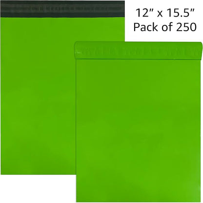 Colored Poly Mailers Pack of: Be creative with your packaging with Colored mailers (Green, 12" x 15.5" pack of 250)