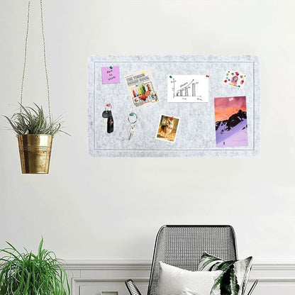 Vuzvuv Grey 28"x16" Large Cork Board with 50 Push Pins & Sticky Notes, Self-Adhesive Bulletin Board No Damage for Wall, Felt Pin B1oard for Paste Notes, Photos, Schedules Offices Home