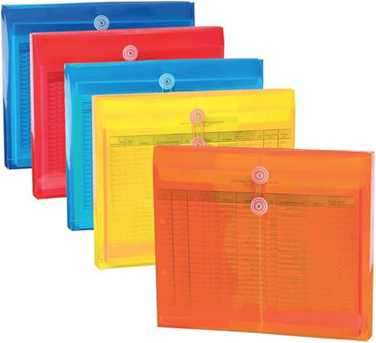 Smead Poly Project Envelope, 1-1/4" Expansion, String-Tie Closure, Side Load, Letter Size, 5 per Pack (89519)