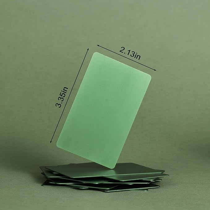 Thick Aluminum Metal Business Cards Anodized Aluminum 86 X 54 X 0.8mm 15 pcs Include Protector Sleeves (Deep Forest Green)