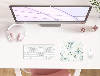 eulps Mouse Pad with Stitched Edge, Multiple Patterns Computer Mouse Pads with Non-Slip Rubber Base, Washable Cloth Mousepad, for Gaming, Laptop, PC (Leaves)