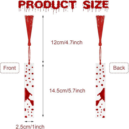 5 Pieces Blood Bookmark Halloween Theme Bookmarks Blood Splatter Bookmark Art Page Marker Bloodstain Bookmark Handmade Ideal Trick or Treat Present for Friends, Kids, Students, Teacher