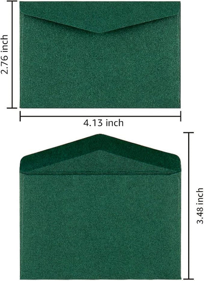 120 Pack Mini Envelopes Christmas Red and Green Envelopes Self-Adhesive Kraft Paper Tiny Pockets for Holiday Small Gift Cards Invitations Business Notes(4.13"×2.76") (Green)