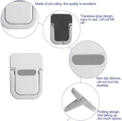 2Pcs Self-Adhesive Keyboard Stand for Desk, Adjustable Laptop Stand Riser Feet, Aluminum Portable Laptop Kickstand Aluminum Stable for MacBook, 10-18" Laptop, iPad(Silver)