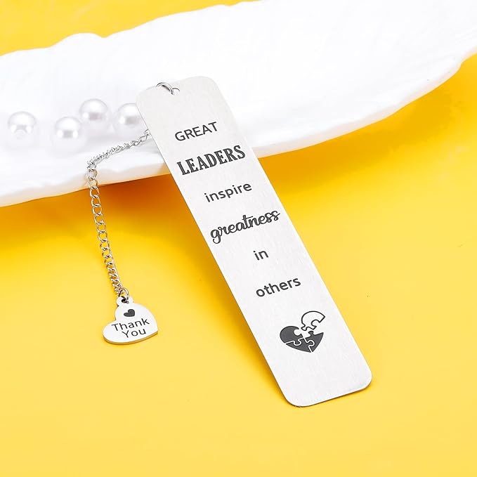 Great Leaders Gift for Bosses Day Bookmark Boss Lady Promotion Gifts for Women Mentor Boss Gifts for Men Birthday New Job Retirement Farewell Going Away Holiday Christmas Valentines Day Gift