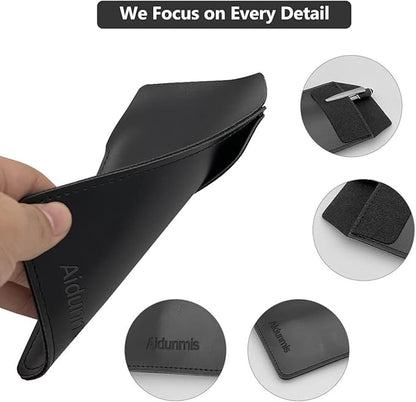 Pen Pocket Protector, 2 Pieces PU Leather Pocket Pen Holder Organizer Pouch for Shirts Lab Coats Pants Pen Sleeve - Multi-Purpose Pen Pocket Holds Pens Pointers Pencils and Notes Card - Black