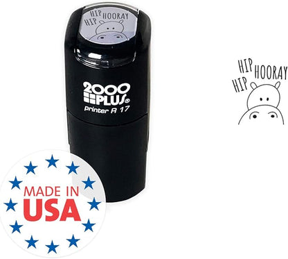 Hip Hip Hooray! Hippo Stamp / 2000 Plus Self Inking Teacher Stamper/Black Imprint Planner Worksheet Stamp