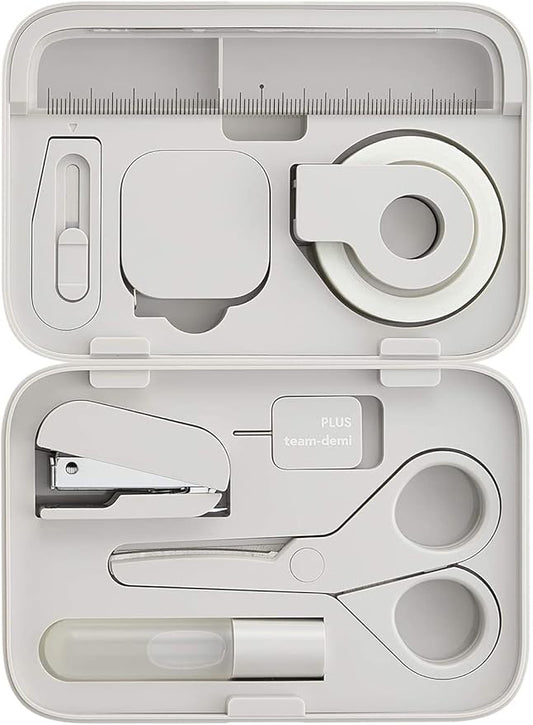 Plus Stationery Kit Gray (Scissors, stapler, tape, liquid glue, cutter, ruler, tape measure, pin for SIM card replacement) TD-001 30-213 With Original Stylus Ballpoint Touch Pen
