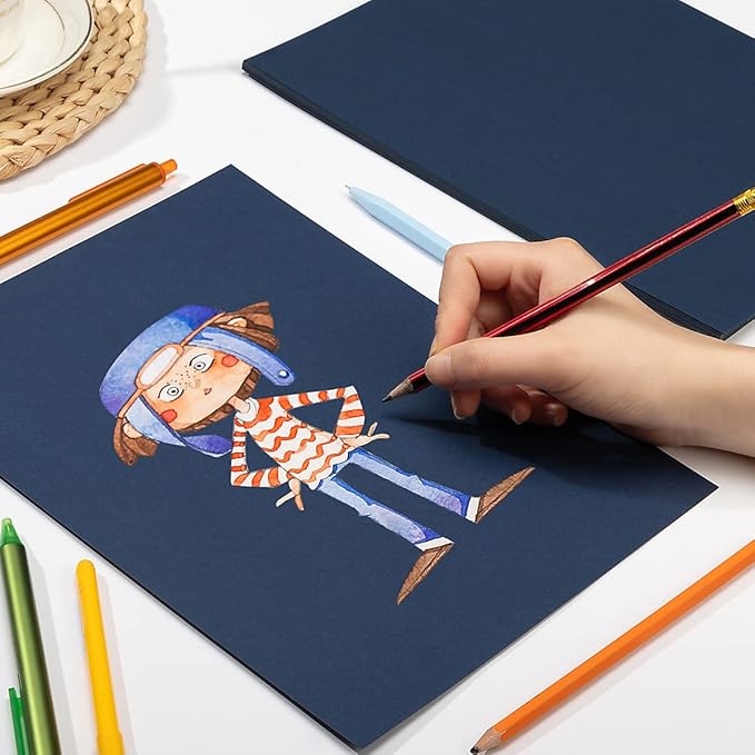 Wishop 20 Sheets Colored Thick Paper Cardstock Blank for DIY Crafts Cards Making, Invitations, Scrapbook Supplies (Navy Blue, 8.5 x 11 inches)