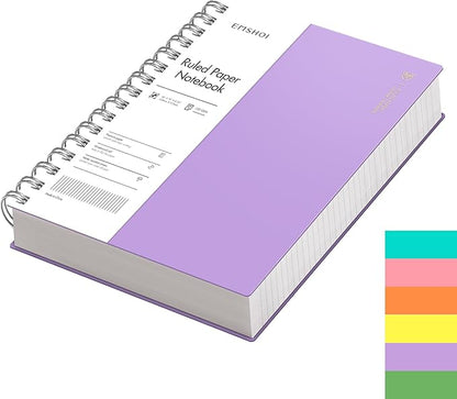EMSHOI A5 Spiral Notebook College Ruled Lined Journal, Small 5.7" X 8.22", 300 Pages/150 Sheets, 100gsm Thick Paper, Waterproof Hardcover, for Office School Women Men Work Writing Notes-Purple