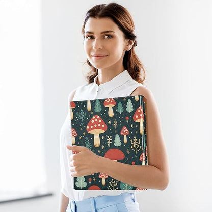 Cute Mushroom Red 3 Ring Binders with Clipboard File Folder for Office School with Pocket, 1 Pack, E01W24021