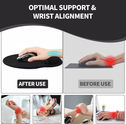 eulps Mouse Pad with Wrist Rest, Comfortable Computer Mousepad with Gel Wrist Support Smooth Surface and Non-Slip PU Base for Pain Relief, Laptop, Office & Home (Black Marble)
