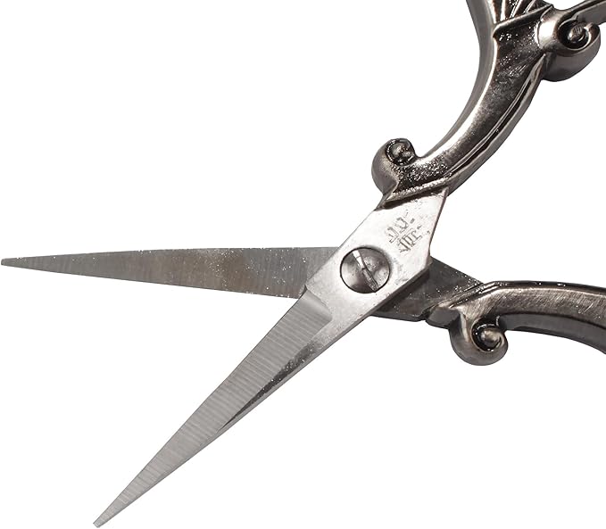 JubileeYarn Chinese Wing & Cloud Embroidery Craft Scissors - Antique Silver - 10 Scissors