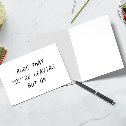 Heollaok Funny Coworker Leaving Card for Her Him, Rude Going Away Card for Women Men, Humor Farewell Card for Co-worker, New Job Card for Friend, Colleague Card for Working Partner