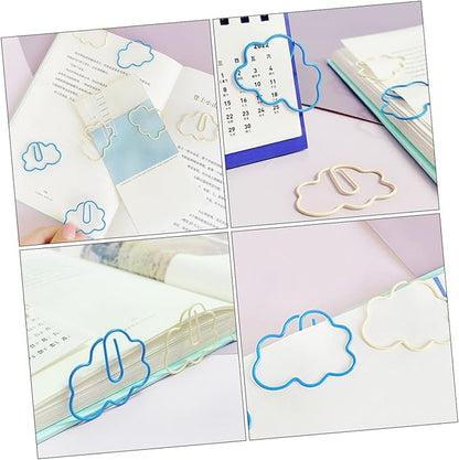 NUOBESTY 90 Pcs Paper Clip Kids Birthday Bag Filler Cloud Shaped Bookmark Small Binder Clips Note Clips Paper Clamps Students Desk Accessories Overmolding Plastic Note Folder Office
