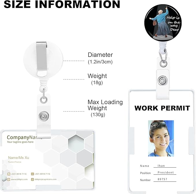 Help is on The Way Dear Badge Reels Holder Retractable with ID Clip for Nurse Name Tag Card Nursing for Doctor Teacher Student Employee Office Medical Work