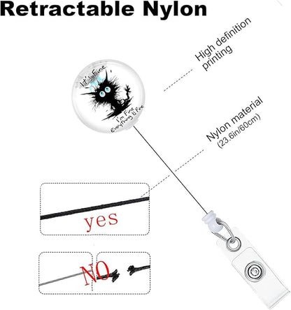 Funny Cute Cat Badge Reels Holder Retractable with ID Clip for Nurse Name Tag Card Nursing for Doctor Teacher Student Employee Office Medical Work