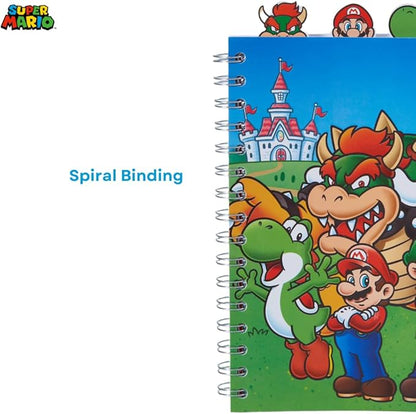 Innovative Designs Super Mario Bros Tab Journal Notebook, Spiral Bound, 96 Lined Pages, 8 x 7 inches