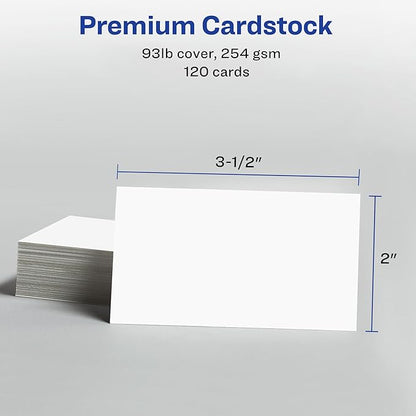 Avery Clean Edge Printable Business Cards with Sure Feed Technology, 2" x 3.5", White, 120 Blank Cards for Inkjet Printers (28877)