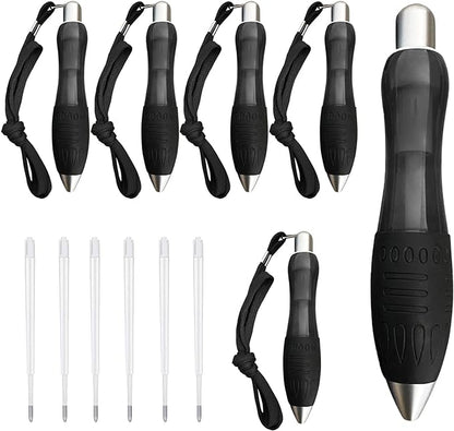 Big Fat Pens (12 Pack) Aids Writing For Tremor, Arthritis, Parkinson, Handicap, Carpal Tunnel Large Wide Grip Pens Retractable Ballpoint Pens (6 Pens + 6 Extra Refills)(Black)