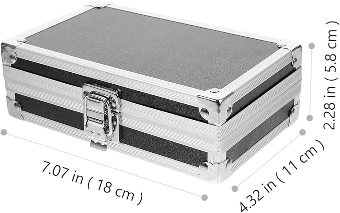 Multipurpose Tool Mini Aluminum Case, 4.2inch Metal Briefcase with Lock, Hard Aluminum Carrying Case for Men, Universal Portable Tool Case for Laptop/Cosmetic/Instrument/DJ, Black