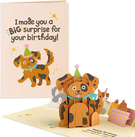 Lovepop Happy Birthday Pop-Up Card for Her and Him- 3D Birthday Animal Greeting Cards for Boys, Girls, Men, Women - Your Favorite Party Pooper - 5" x 7" Dog Card - Blank Note Card & Envelope Included