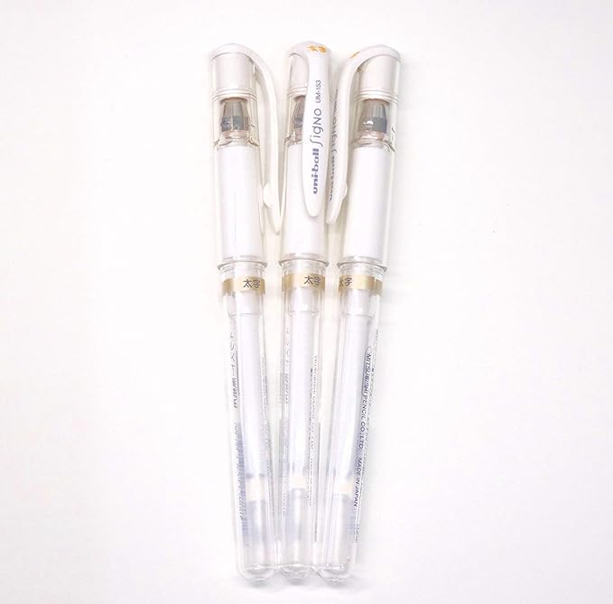 Uni-Ball UM 153 Signo Broad Point Gel Pen - White - Pack of 3, Limited Edition