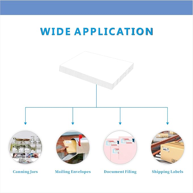 8.5" x 11" Full Sheet Labels, JIQEZNL Premium Label Sticker Paper for Laser & Inkjet Printers - 100 Sheets