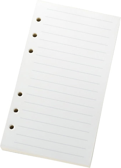 Ancicraft Refill Paper A6 6 Hole 3.75 X 6.75 Inches Lined Creamy White Paper for Loose Leaf Binder Notebook 100 Sheets / 200 Pages